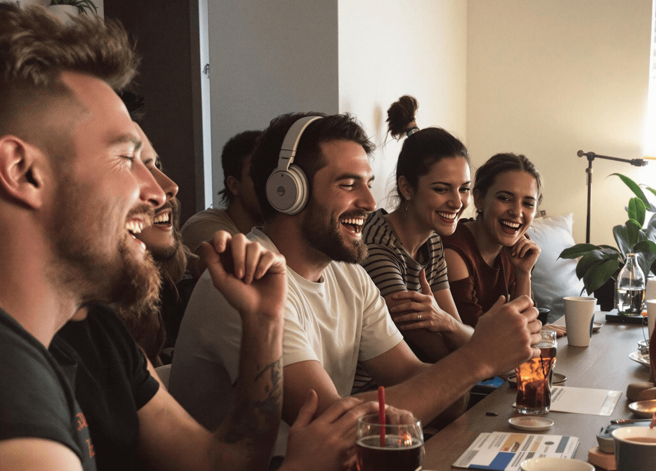 Friends enjoying music together